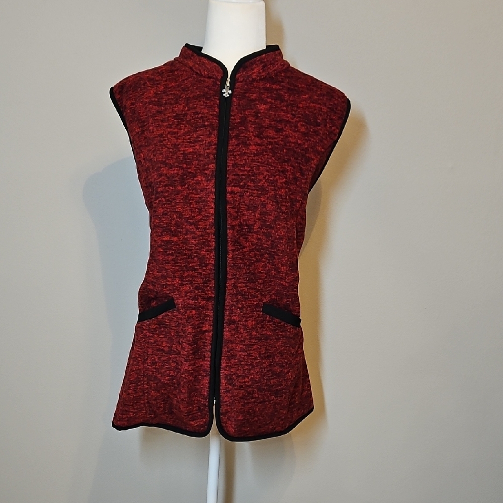 Susan Graver Red and Black Zipper Vest